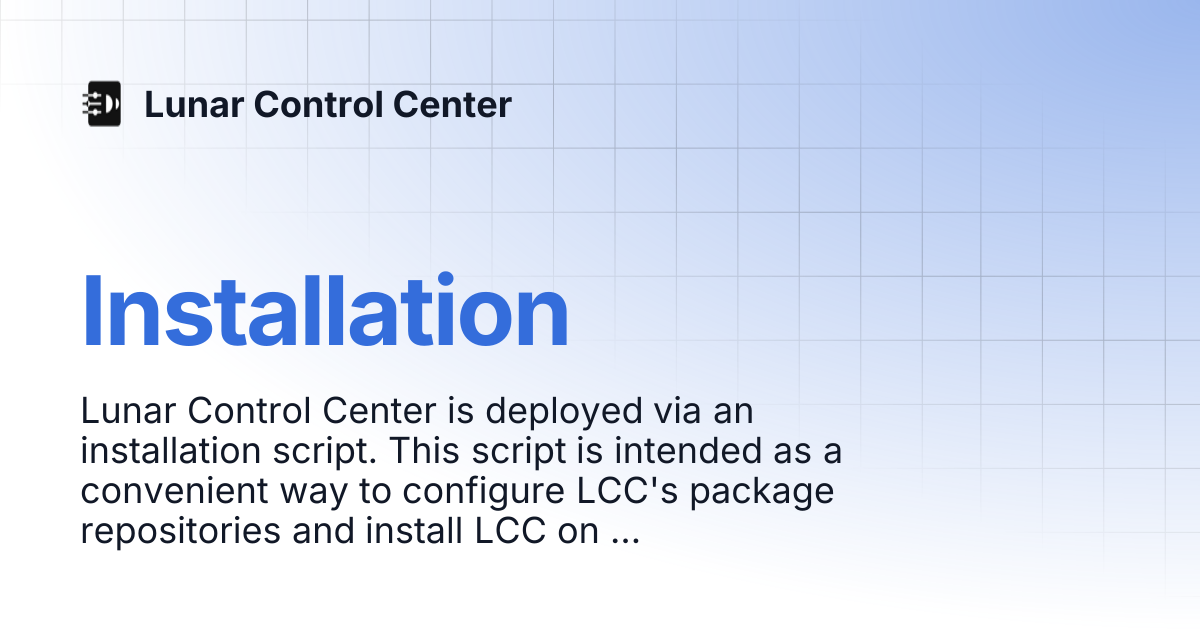 Installation | Lunar Control Center